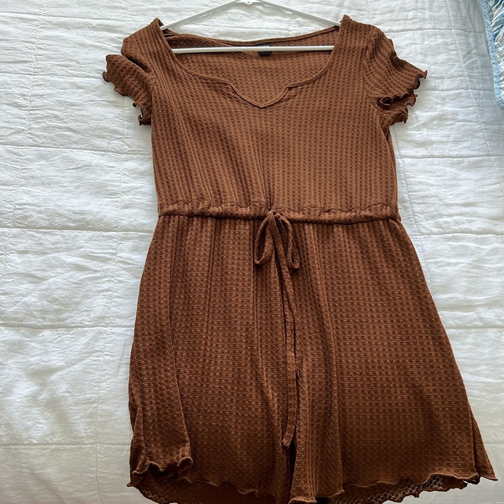 SHEIN light brown romper with scrunchy sleeve edges